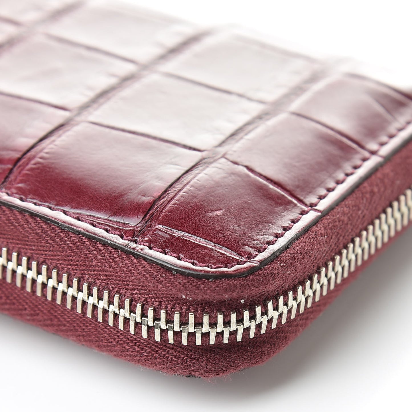 Crocodile Zip Around Card Case Cherry Gloss
