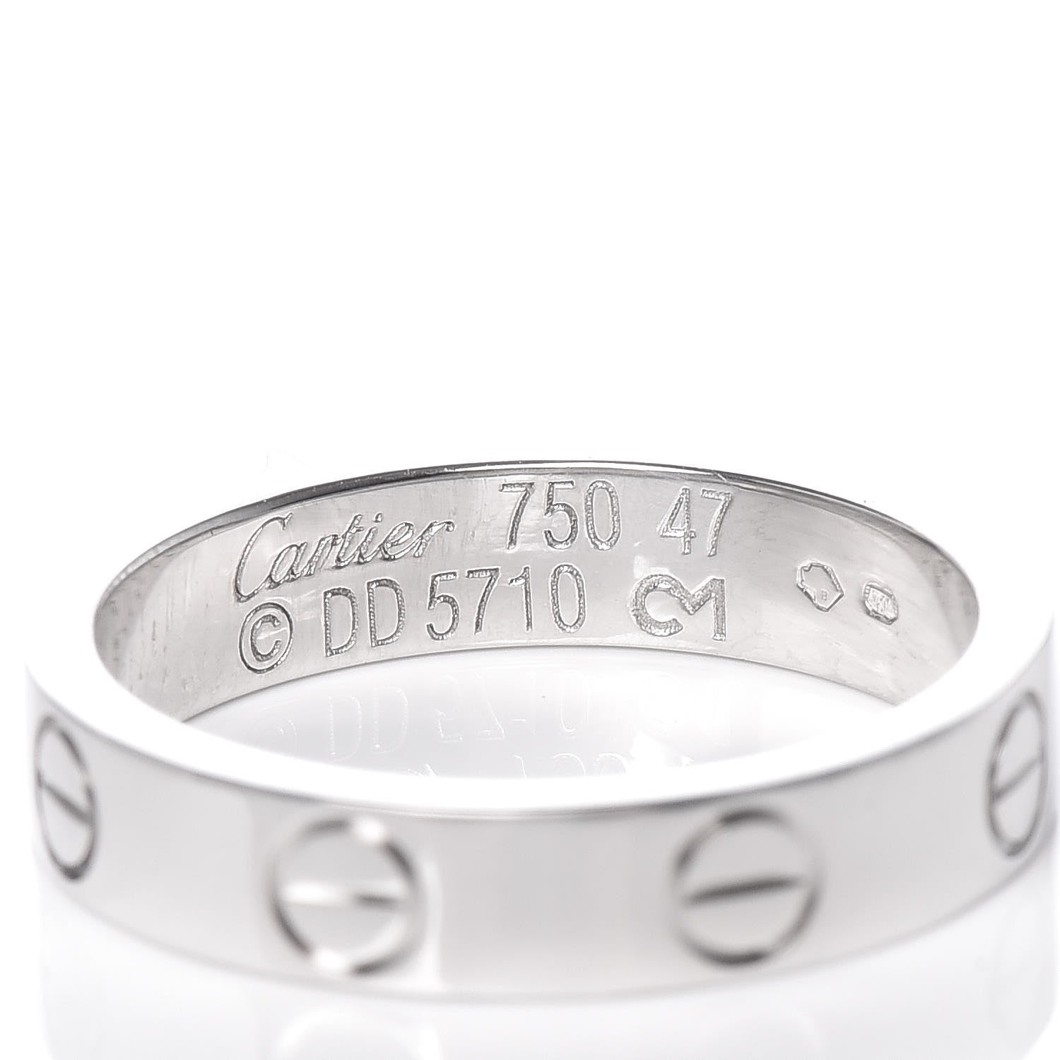 Cartier 18K White Gold 3.5mm LOVE Wedding Band Ring 47 4 4 of 4