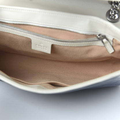 Gucci Vintage Effect Calfskin Matelasse Diagonal Medium Torchon GG Marmont Shoulder Bag Blue Agata Mystic White 5 of 10