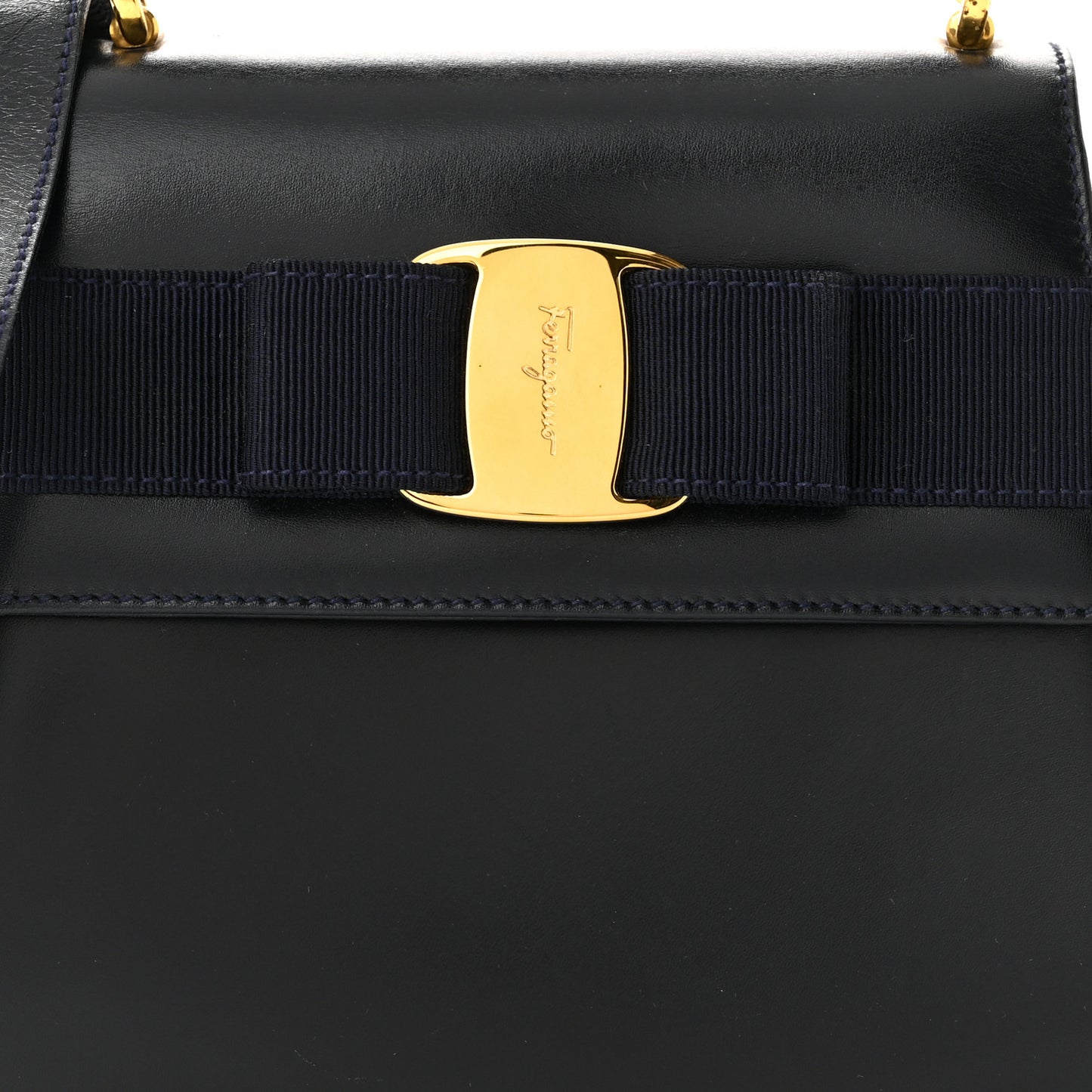 Calfskin Vera Bow Mini Top Handle Crossbody Bag Navy