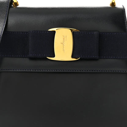Salvatore Ferragamo Calfskin Vera Bow Mini Top Handle Crossbody Bag Navy 8 of 13