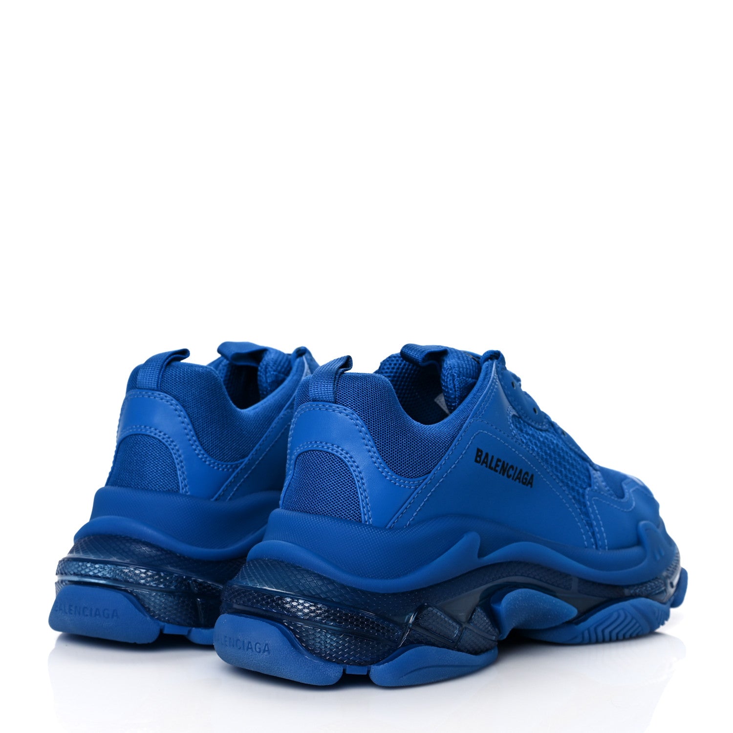 Balenciaga Fabric Mesh Clear Sole Mens Triple S Sneakers 42 Deep Blue 4 of 7
