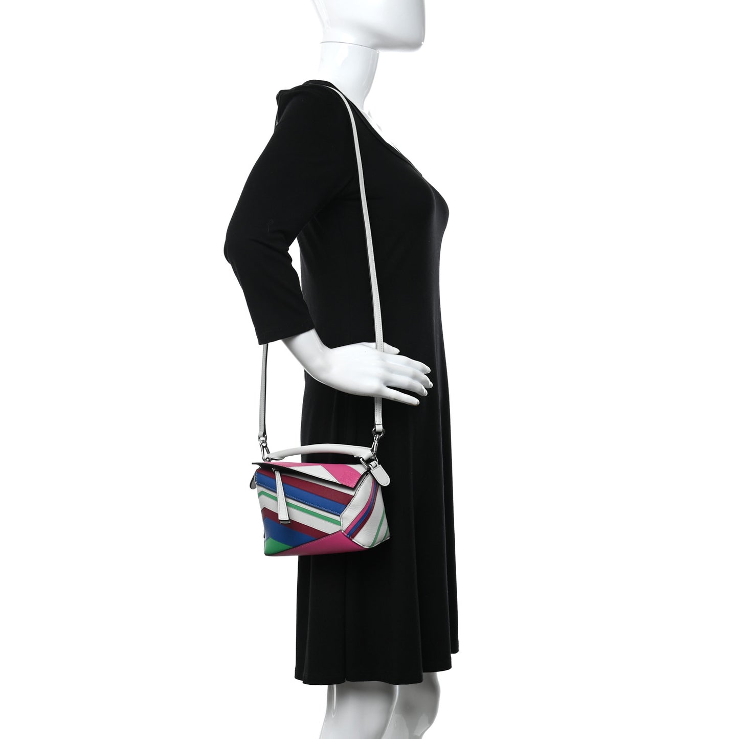 Calfskin Mini Puzzle Edge Bag Grey Multicolor