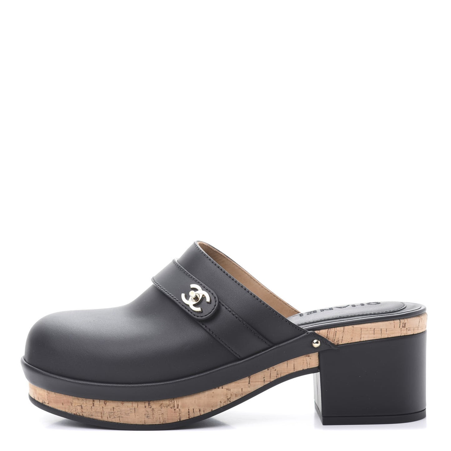 Calfskin CC Turn Lock Clogs 39 Black