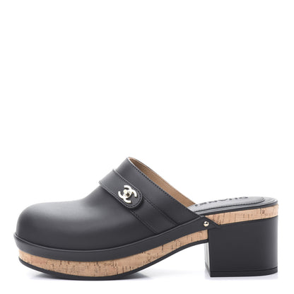 Chanel Calfskin CC Turn Lock Clogs 39 Black 1 of 9