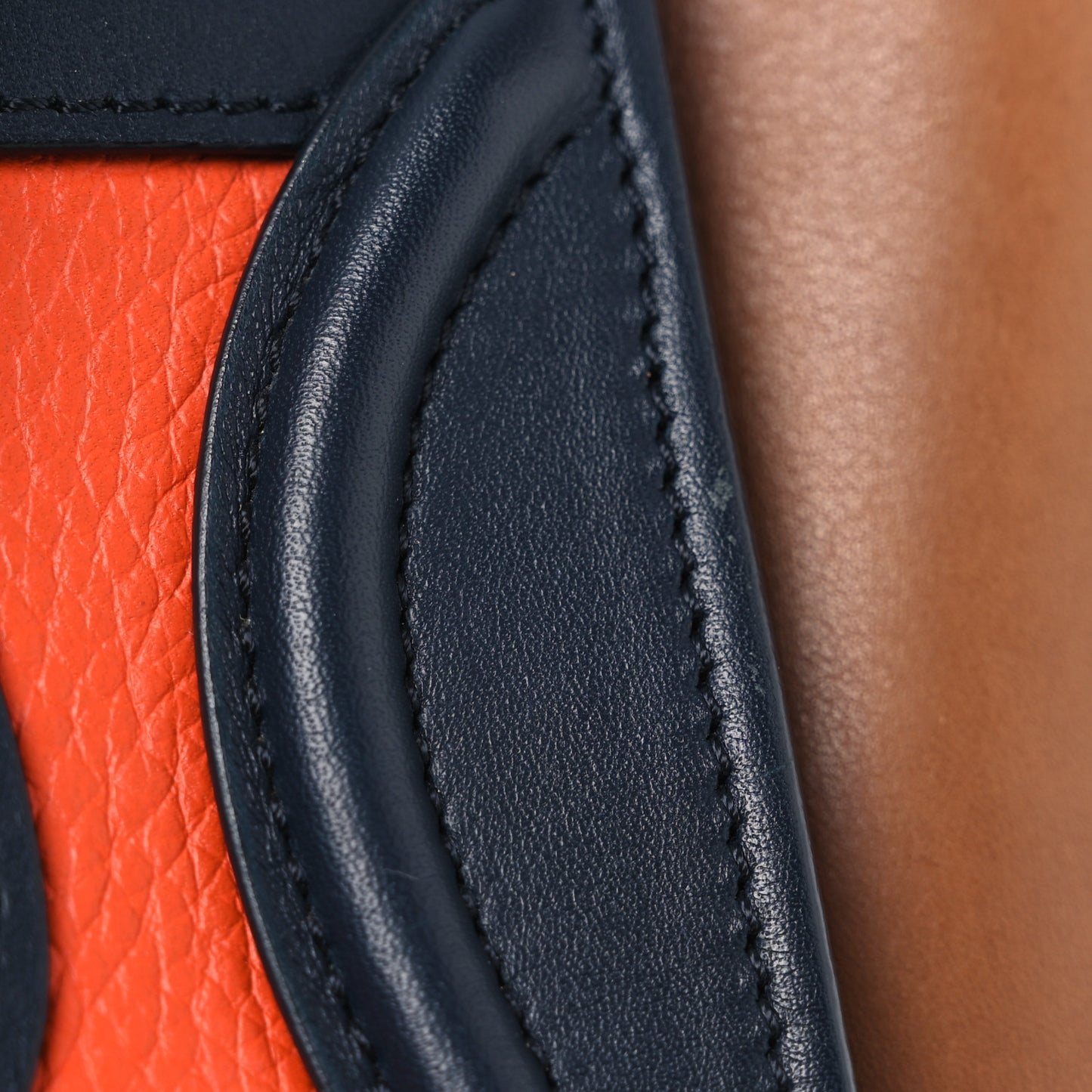 Elephant Calfskin Nano Tri-Color Luggage Bright Orange