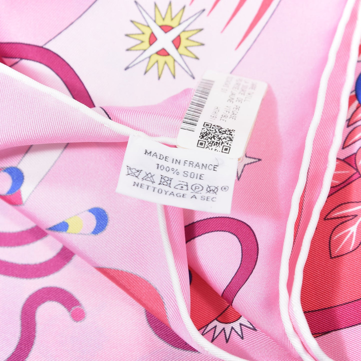 Silk La Source De Pegase Scarf 90 Rose Jaune Vif Bleu Royal