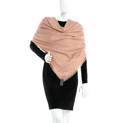 Louis Vuitton Silk Wool Monogram Shawl Natural 2 of 4
