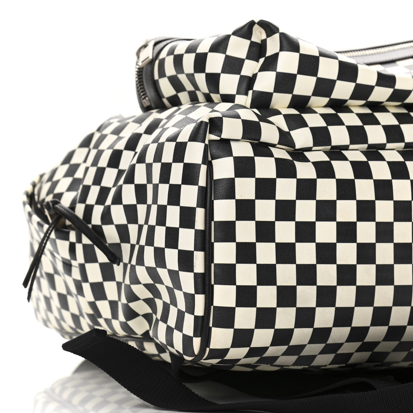 Calfskin Checked Print Hunting Backpack Black White