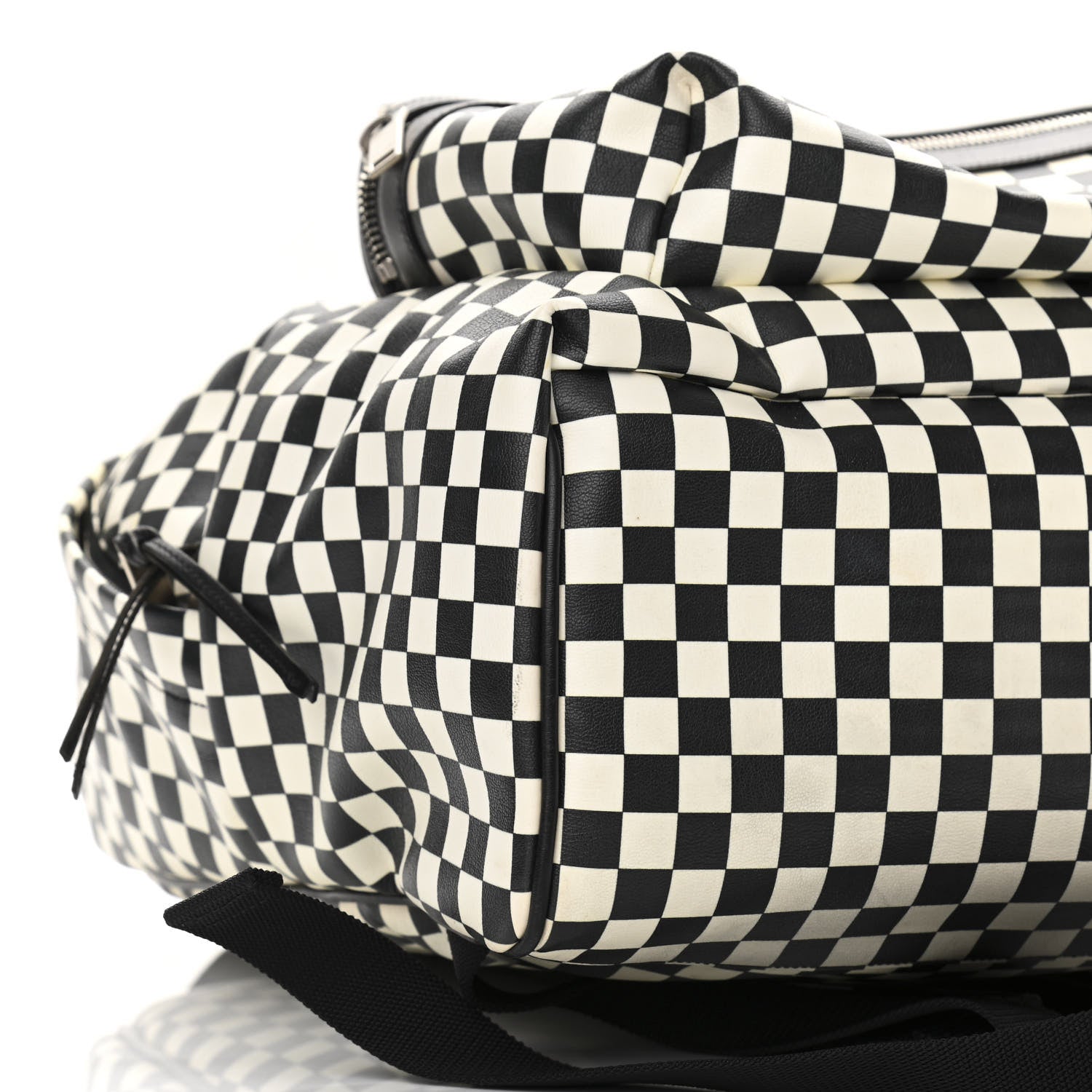 Saint Laurent Calfskin Checked Print Hunting Backpack Black White 8 of 11
