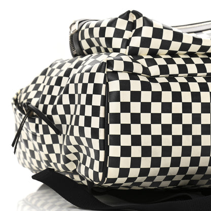 Saint Laurent Calfskin Checked Print Hunting Backpack Black White 8 of 11