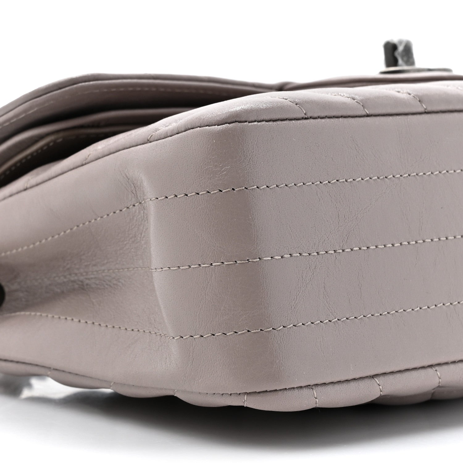 Chanel Crumpled Calfskin Chevron Quilted Small Double Flap Grey 10 of 10