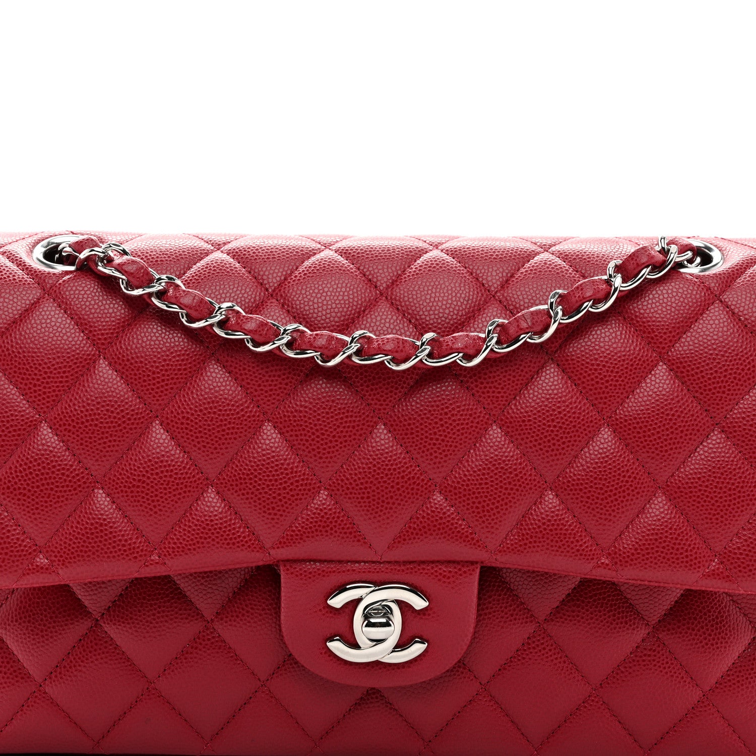 Chanel Caviar Quilted Medium Double Flap Dark Red 8 of 10