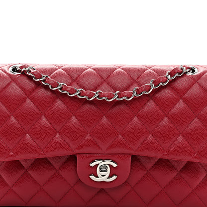Chanel Caviar Quilted Medium Double Flap Dark Red 8 of 10