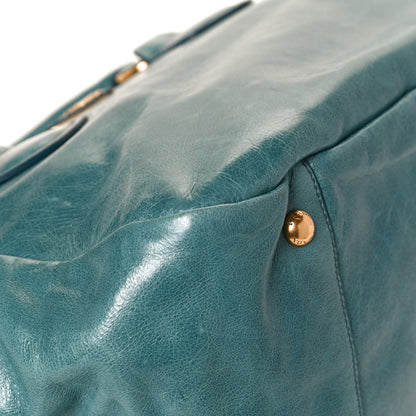 Prada Glace Calfskin Shopping Tote Blue 11 of 12