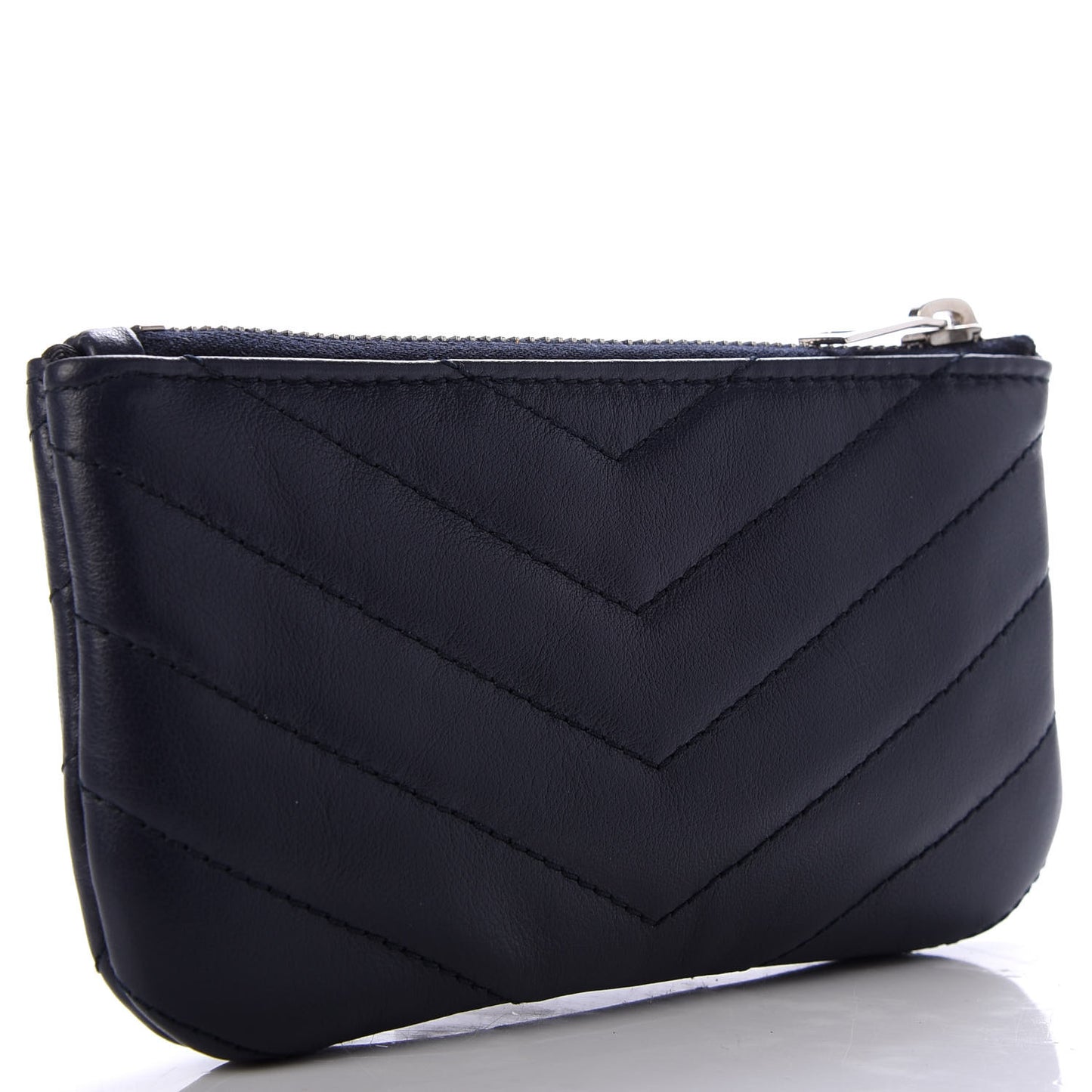 Calfskin Matelasse Monogram Key Pouch Deep Marine
