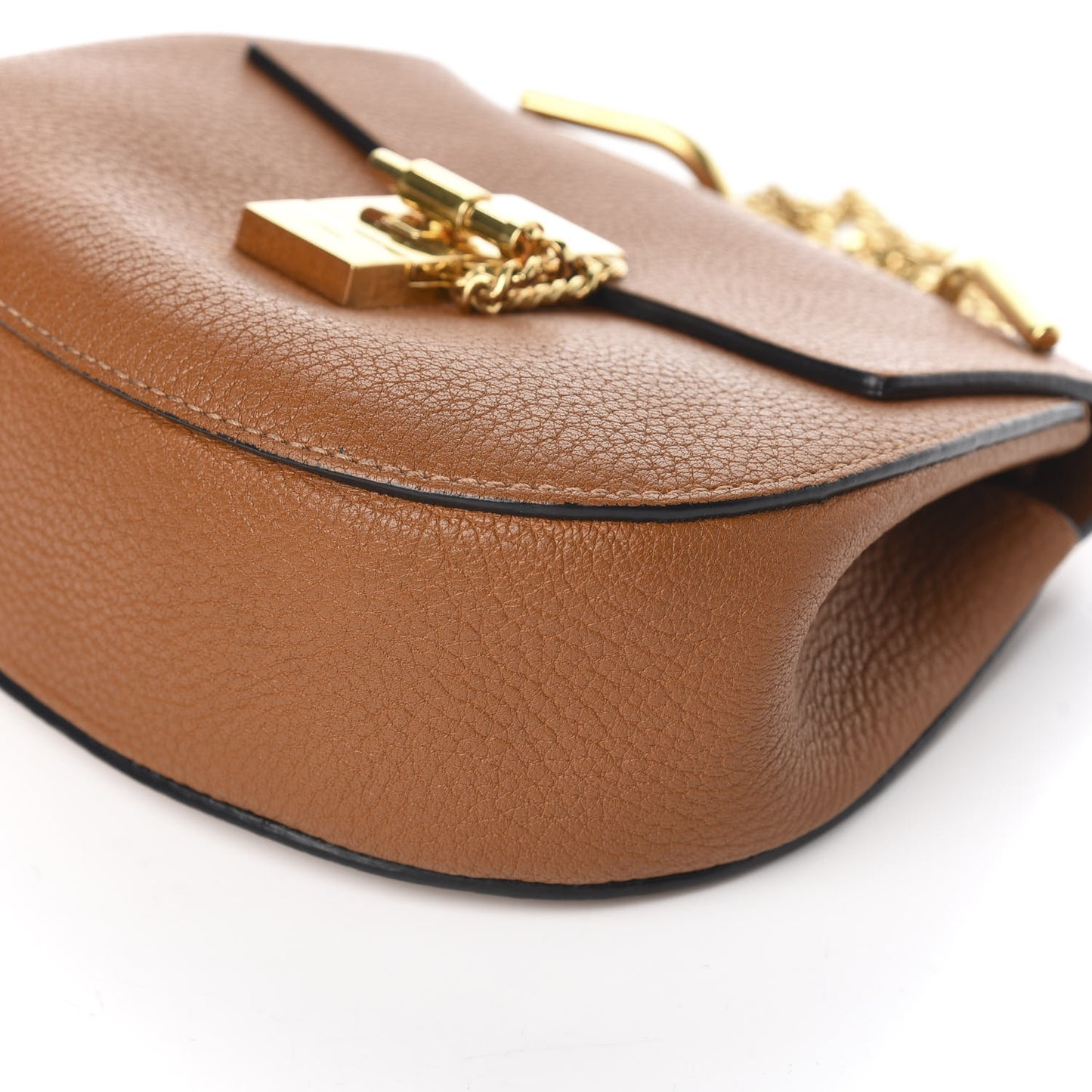 Grained Lambskin Mini Drew Shoulder Bag Caramel