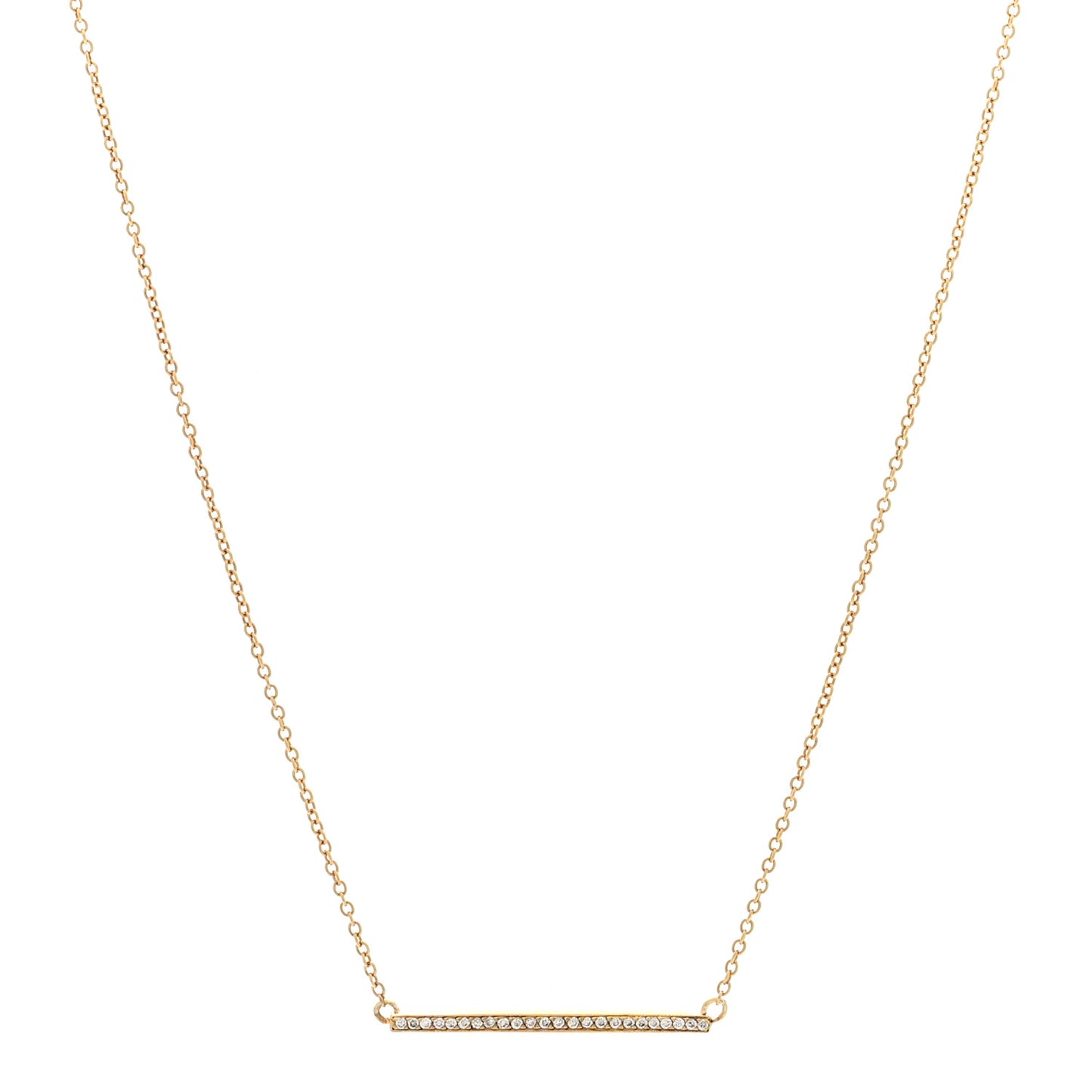 18K Yellow Gold Diamond Stick Pendant Necklace