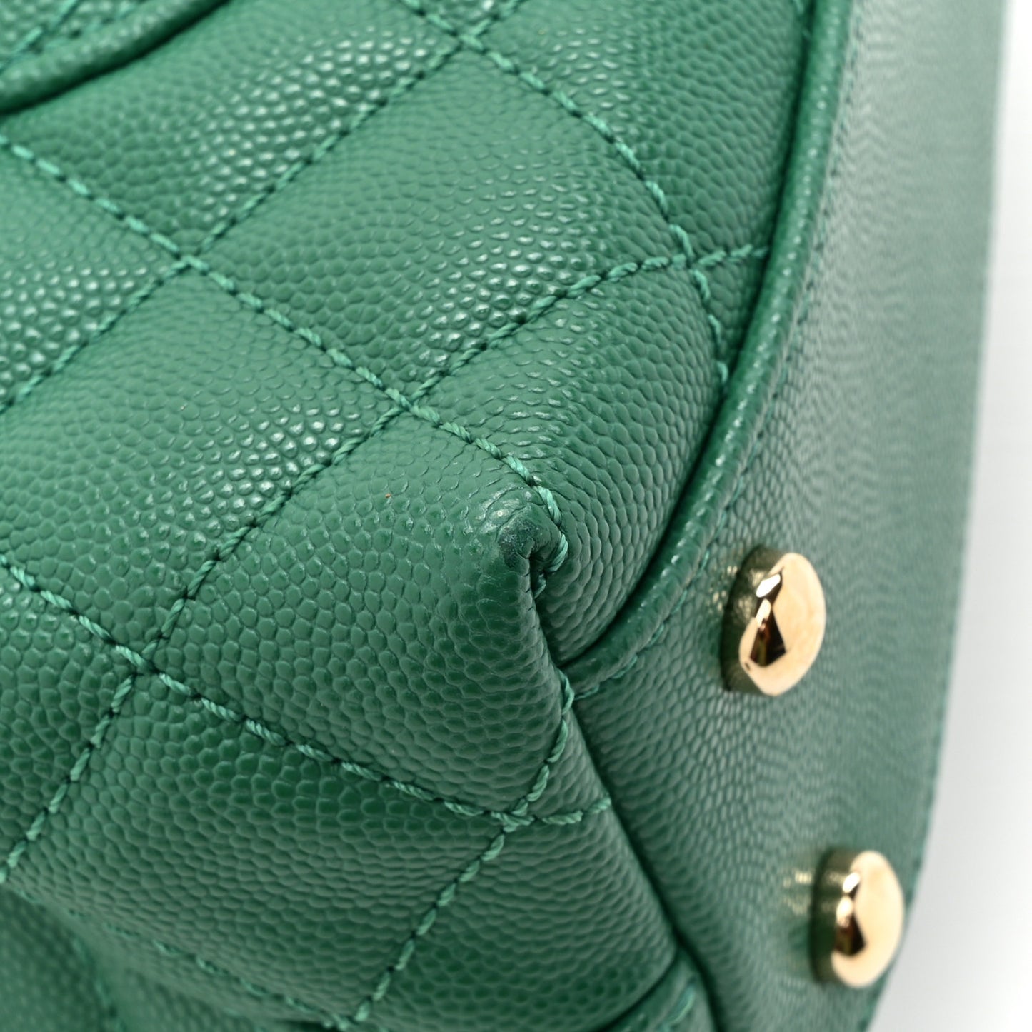 Caviar Quilted Mini Coco Handle Flap Green