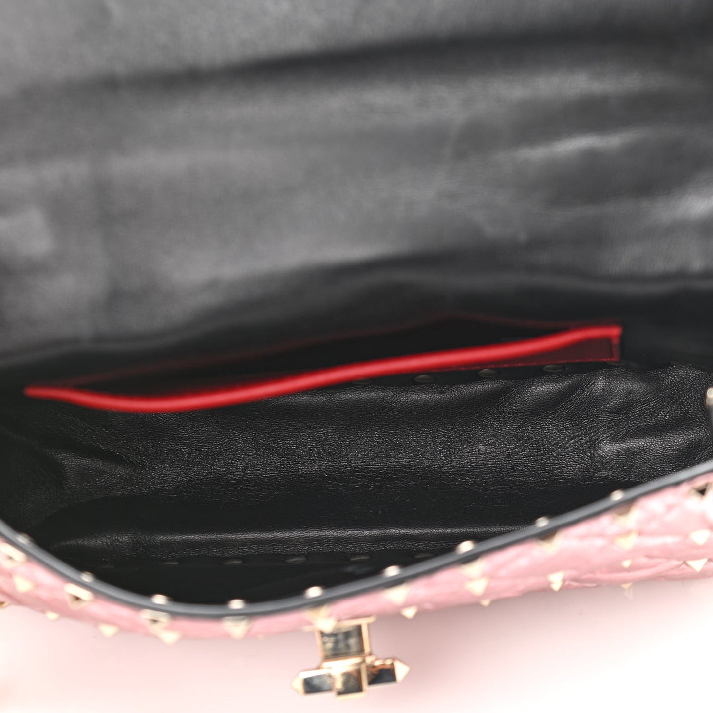 Metallic Wrinkled Lambskin Small Rockstud Spike Shoulder Bag Lipstick