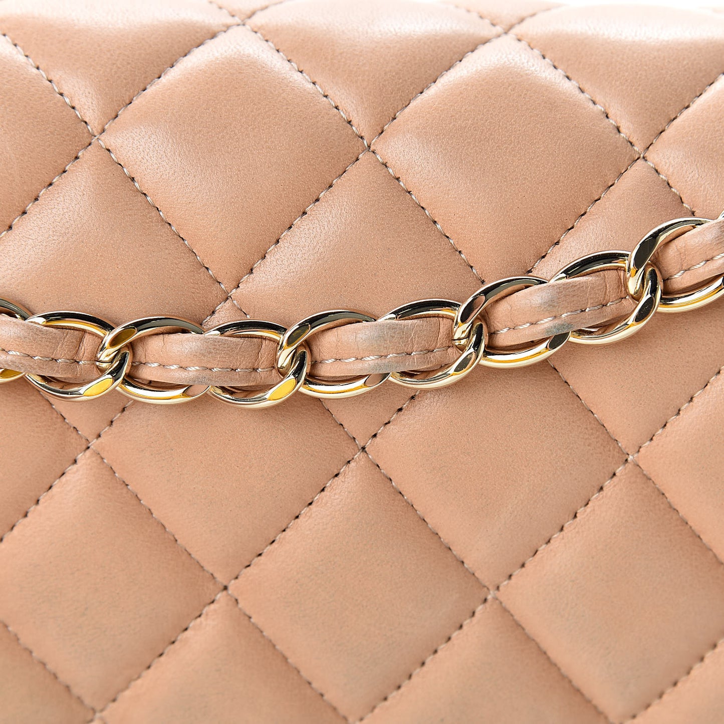 Lambskin Quilted Jumbo Double Flap Beige Clair