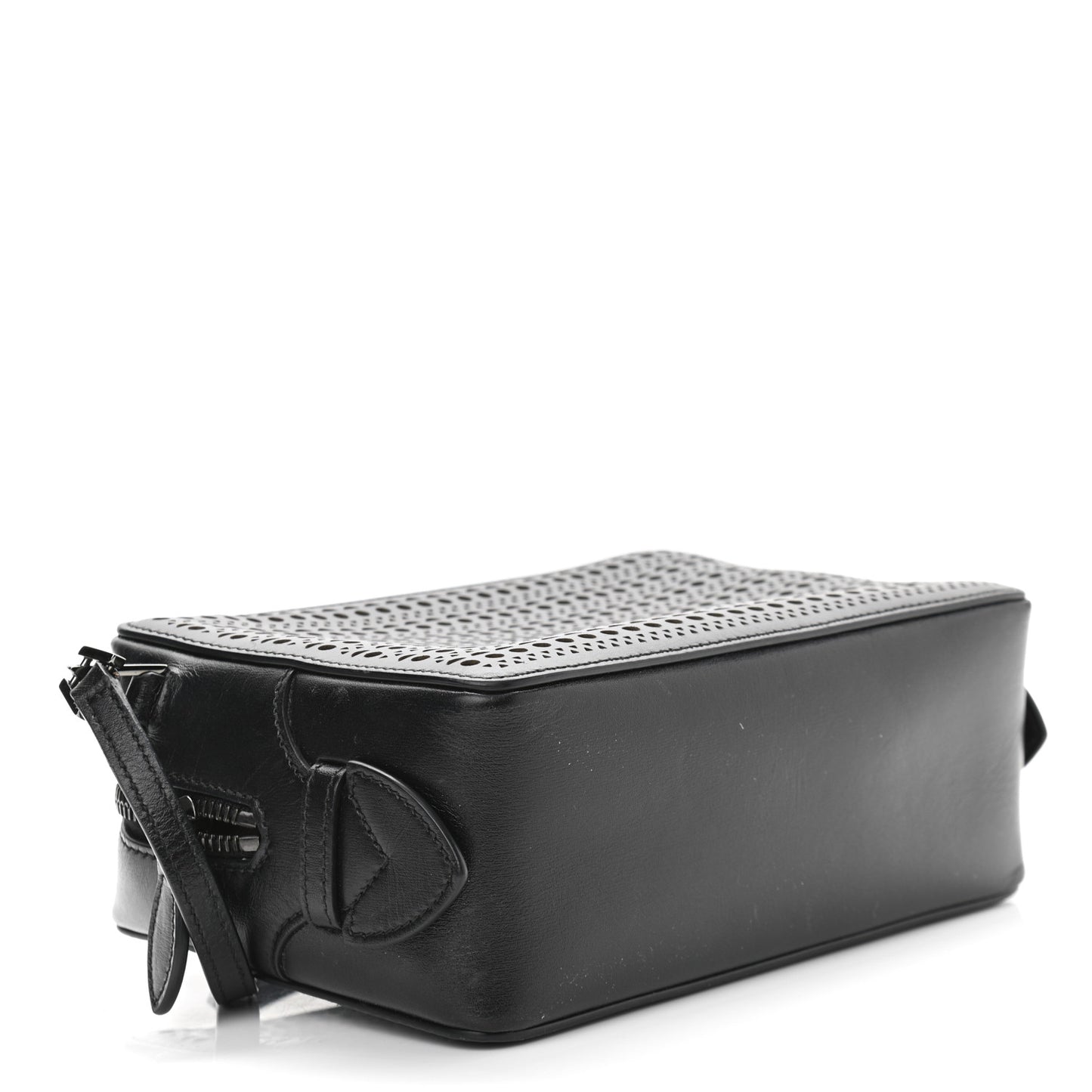 Calfskin Laser Cut Camera Bag Black