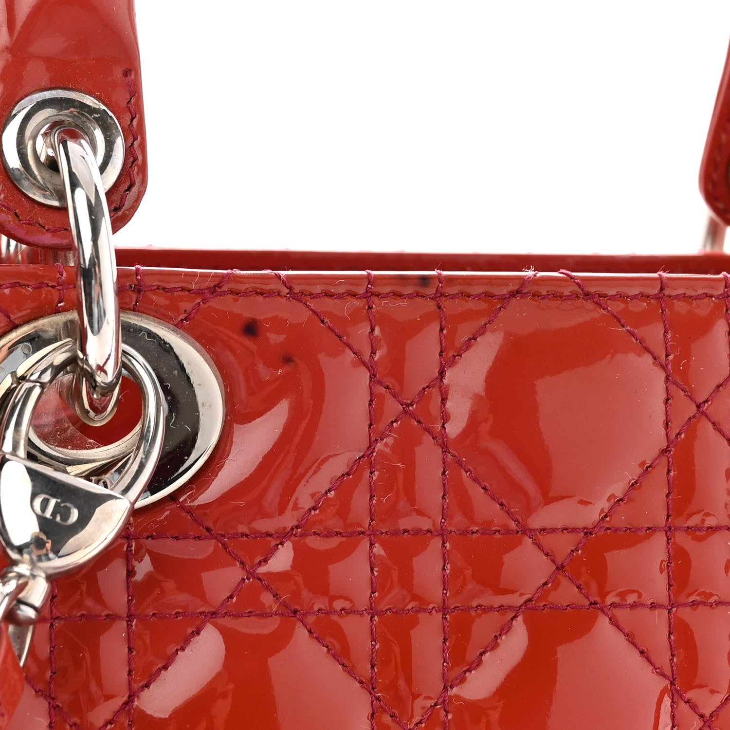 Christian Dior Patent Cannage Medium Lady Dior Dark Pink 11 of 11