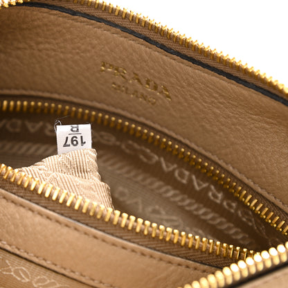 Prada Vitello Phenix Zippered Messenger Hobo Cammeo 7 of 10