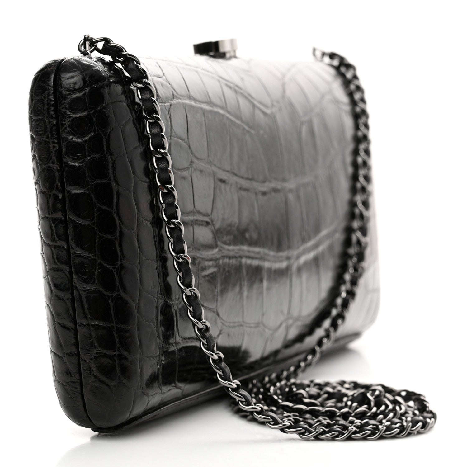 Chanel Alligator Chain Clutch Black 3 of 13