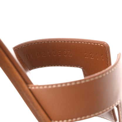 Hermes Box Calfskin Oran Sandals 37 Gold 6 of 9