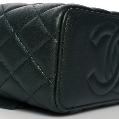 Chanel Iridescent Lambskin Quilted Small Top Handle Vanity Case With Chain Dark Green 9 of 11