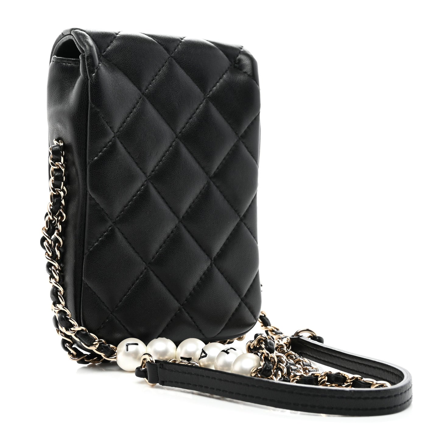 Lambskin Quilted My Precious Phone Case Flap Bag Black
