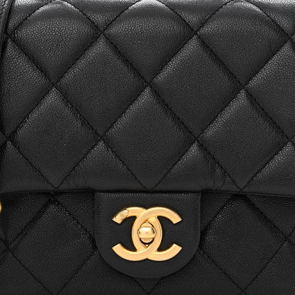 Chanel Shiny Caviar Quilted Mini Top Handle Flap Black 8 of 11