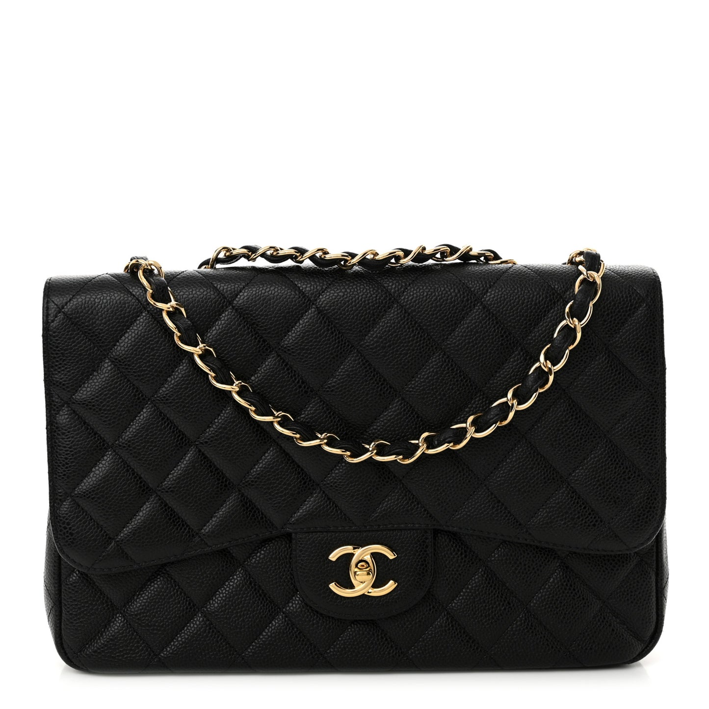 Caviar Quilted Jumbo Single Flap Black