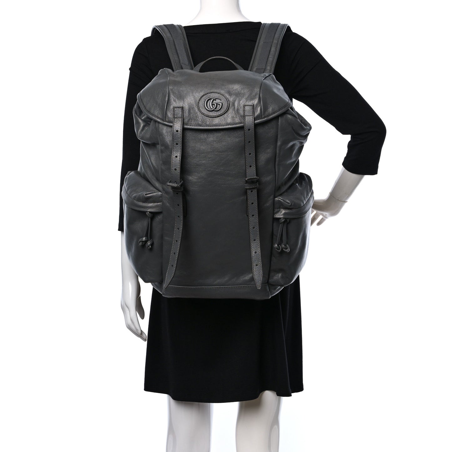 Calfskin Monochrome Double G Backpack Grey