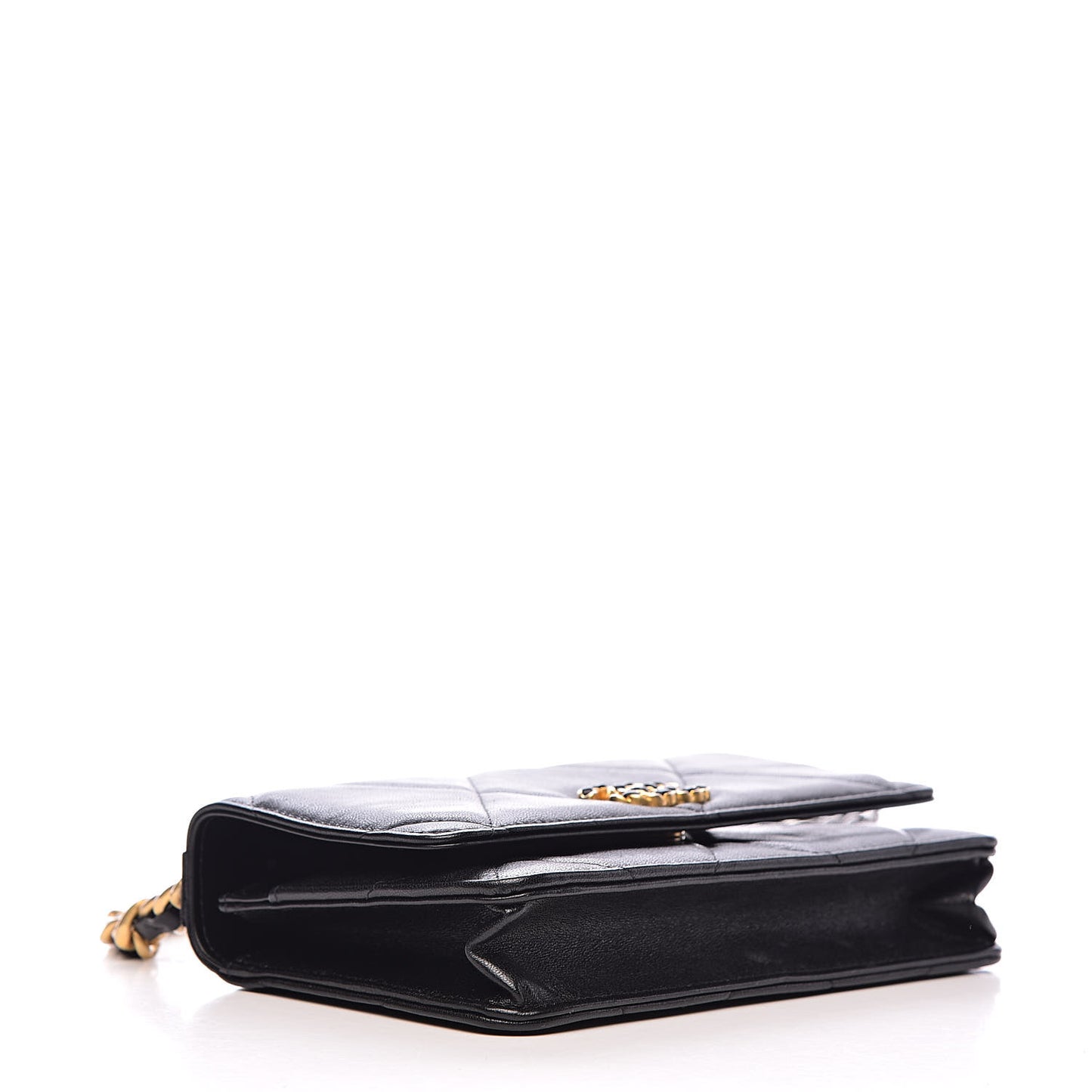 Goatskin Quilted 19 Wallet On Chain WOC Black