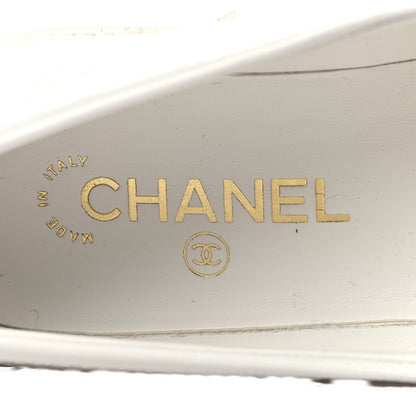 Chanel Crumpled Lambskin Quilted CC Turnlock Loafers 40 White 9 of 9