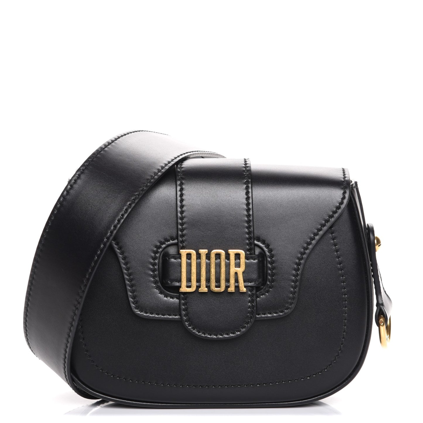 Calfskin D Fence Saddle Bag Black