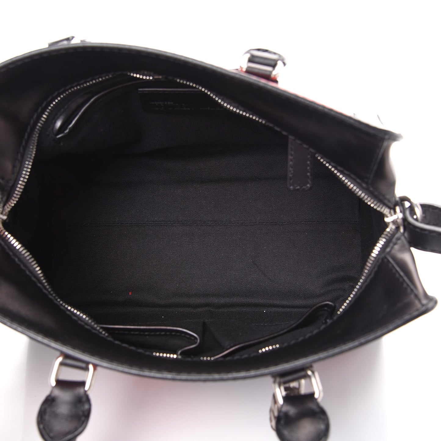 Calfskin Rose Printed Small Skull Padlock Zip Around Tote Black