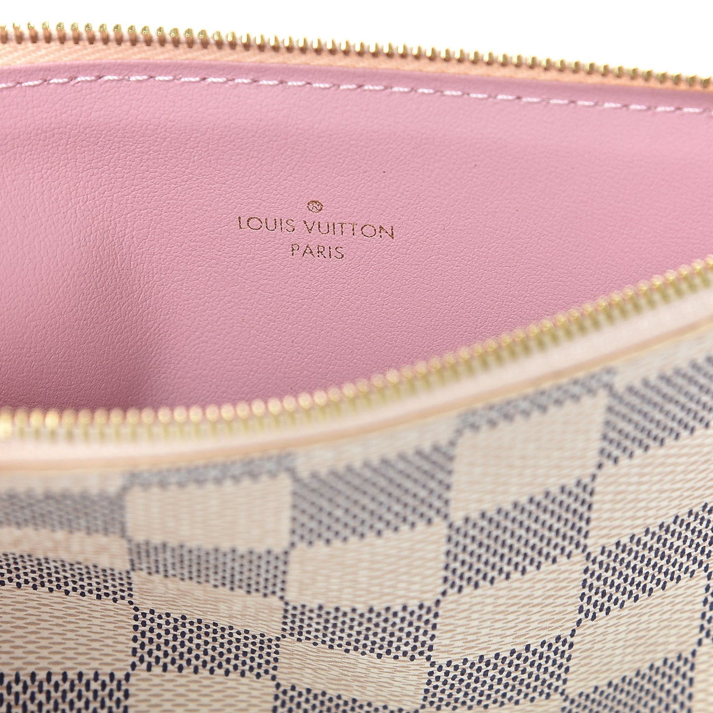 Damier Azur Felicie Chain Wallet Zippered Insert Rose Ballerine