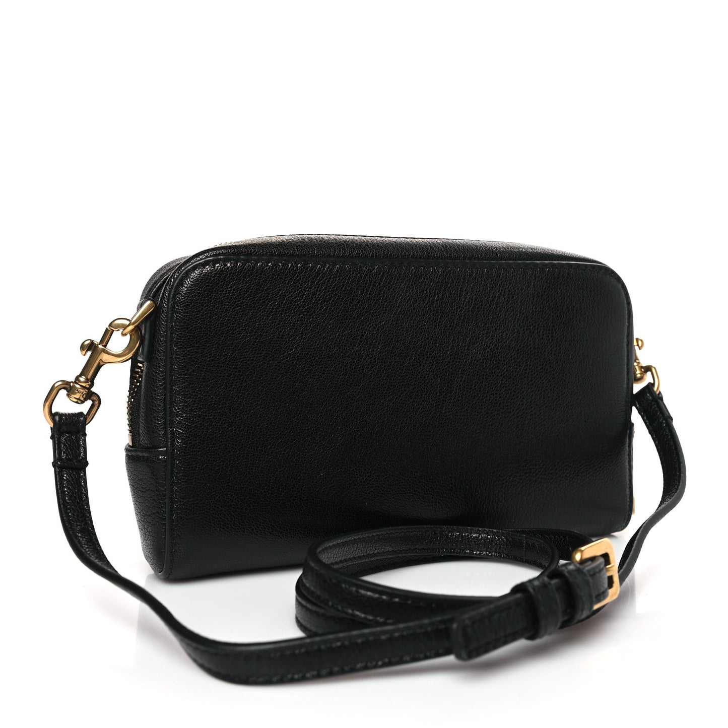 Goatskin Double Saddle Pouch Black