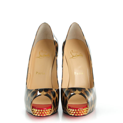 Christian Louboutin Patent Leopard New Very Prive Spikes 120 Pumps 36.5 Brown 2 of 8