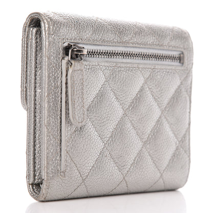 Chanel Metallic Caviar Quilted Compact Flap Wallet Silver 3 of 14