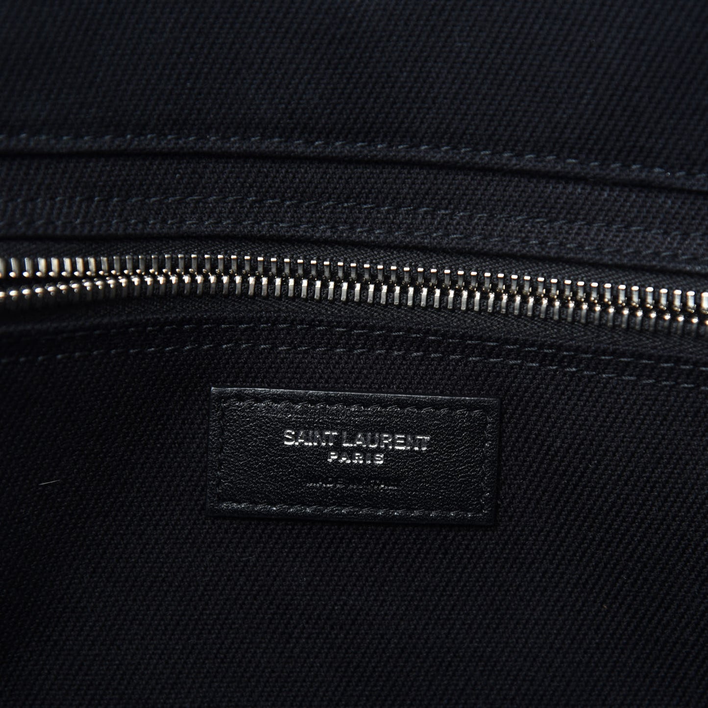 Linen Calfskin Rive Gauche North South Tote Black