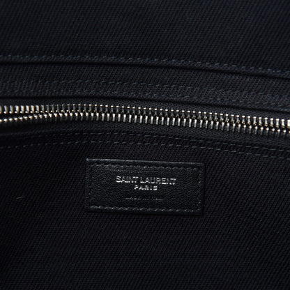 Saint Laurent Linen Calfskin Rive Gauche North South Tote Black 8 of 10