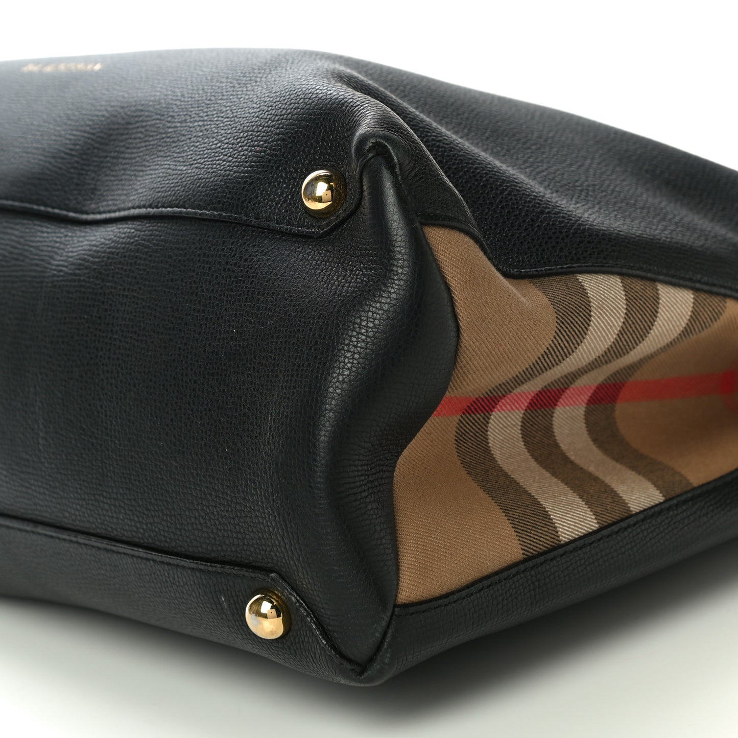 Grainy Calfskin House Check Large Banner Tote Black