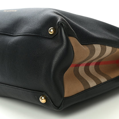 Burberry Grainy Calfskin House Check Large Banner Tote Black 10 of 14