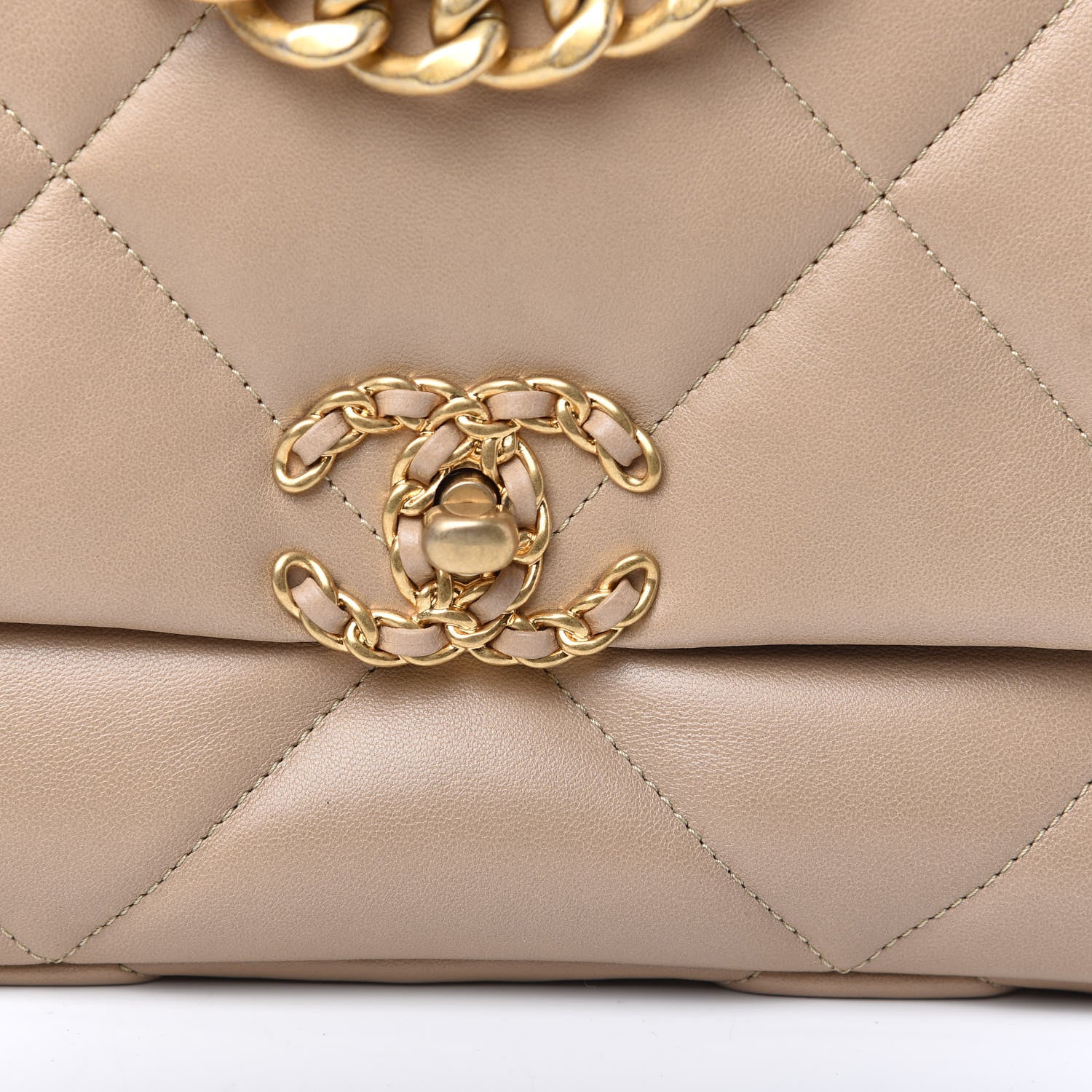 Chanel Lambskin Quilted Medium Chanel 19 Flap Dark Beige 10 of 11