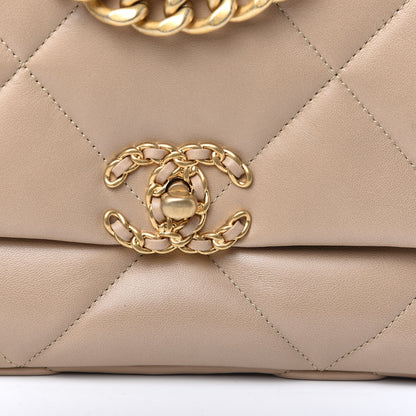 Chanel Lambskin Quilted Medium Chanel 19 Flap Dark Beige 10 of 11