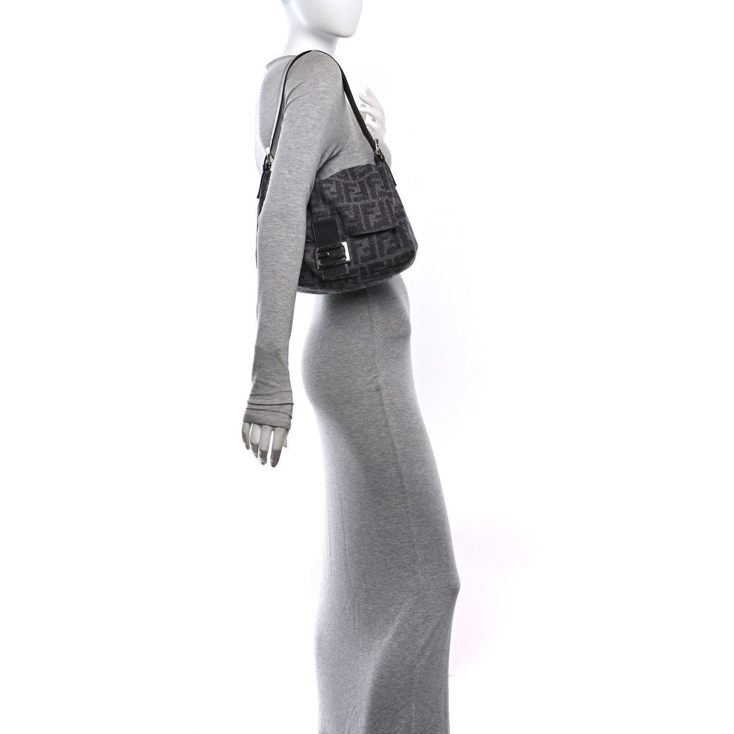 Fendi Wool Zucca Mama Baguette Grey 2 of 10